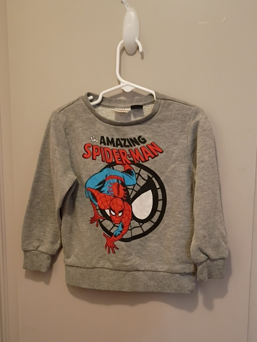 Marvel Spider-Man Graphic Grey Kids Sweatshirt with Red & Blue Print Size 3T